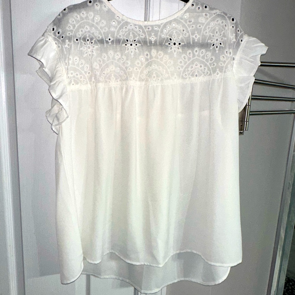 White eyelet top blouse